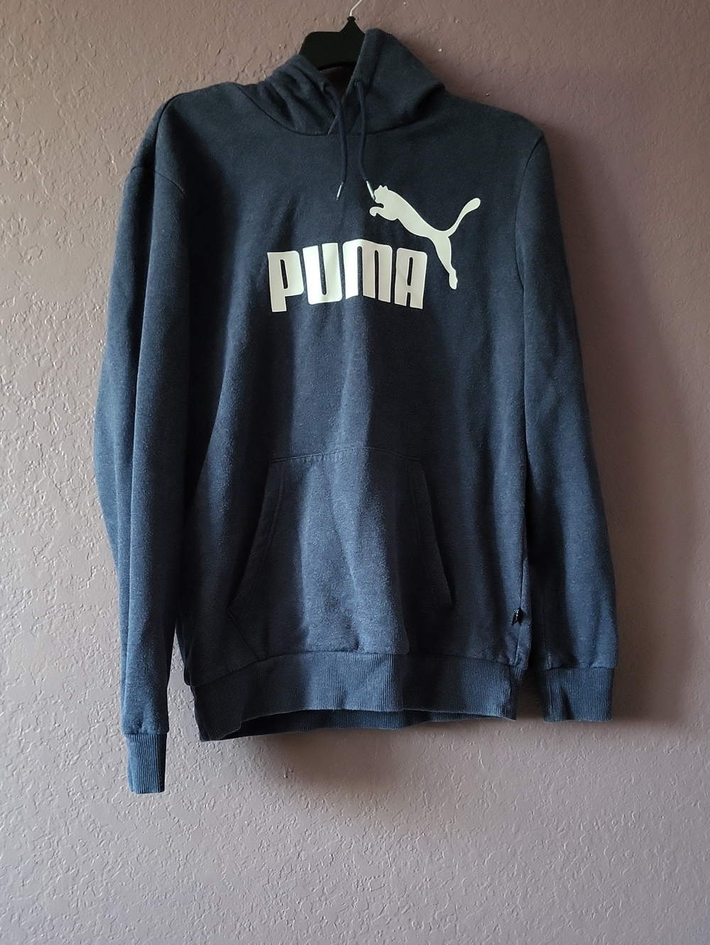 Puma Men's Dark Blue Hoodie with White Logo
